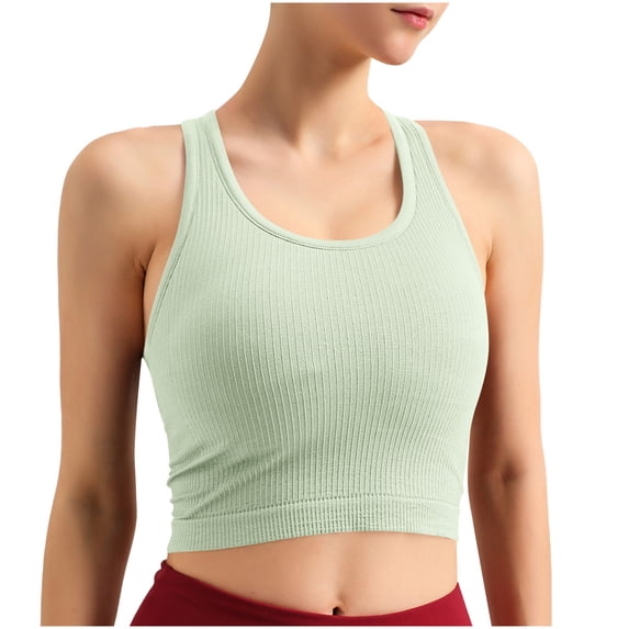 Stamzod Workout Tops for Women Athletic Yoga Basic Tank Summer 2026 Slim Fit Ribbed Sleeveles Gym Shirts Mint Green S