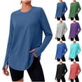 thumbnail image 1 of Stamzod Workout Tops for Women Casual Crew Neck Long Sleeve Shirt with Thumb Holes Loose Fit Athletic Gym Shirts Women Clothes Black XXL, 1 of 9