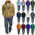 thumbnail image 1 of Stamzod Workout Track Suits Mens Solid Color Long Sleeve Quarter Zip Pullover Men Hoodies and Cargo Joggers Casual Men Sweatsuit with Pocket Dark Gray B L, 1 of 4