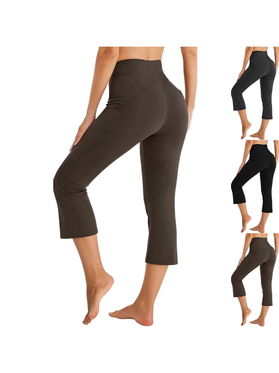 Yoga Capri Leggings for Women High Waisted Casual Capri Workout Pants Summer Plus Size Capris Black XXXL