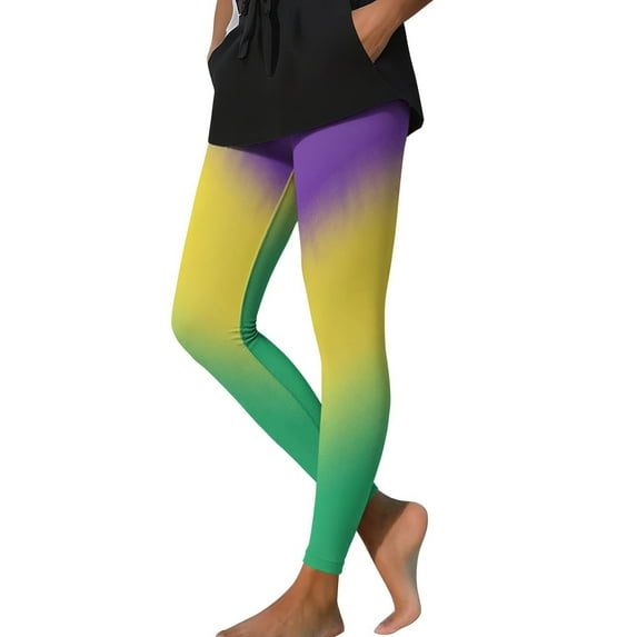 Stamzod Yoga Leggings for Women Casual High Waisted Carnival Pants Plus Size Christmas Soft Leggings for Women Multicolor U XL