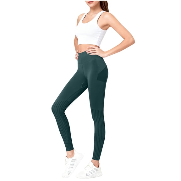 Stamzod Yoga Leggings for Women High Waisted Fitness Workout Leggings Casual Gym Workout Pants for Women Green M