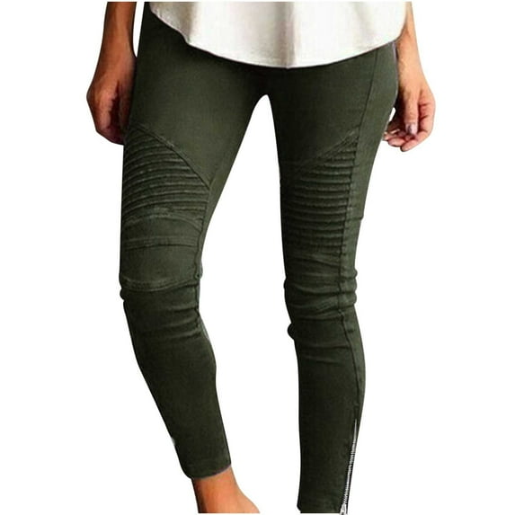 Stamzod Yoga Pants For Women Ladies Fashion Solid Color High Waist Casual Pleated Leggings Slimming Stretch Trousers Pants With Pockets On Sale