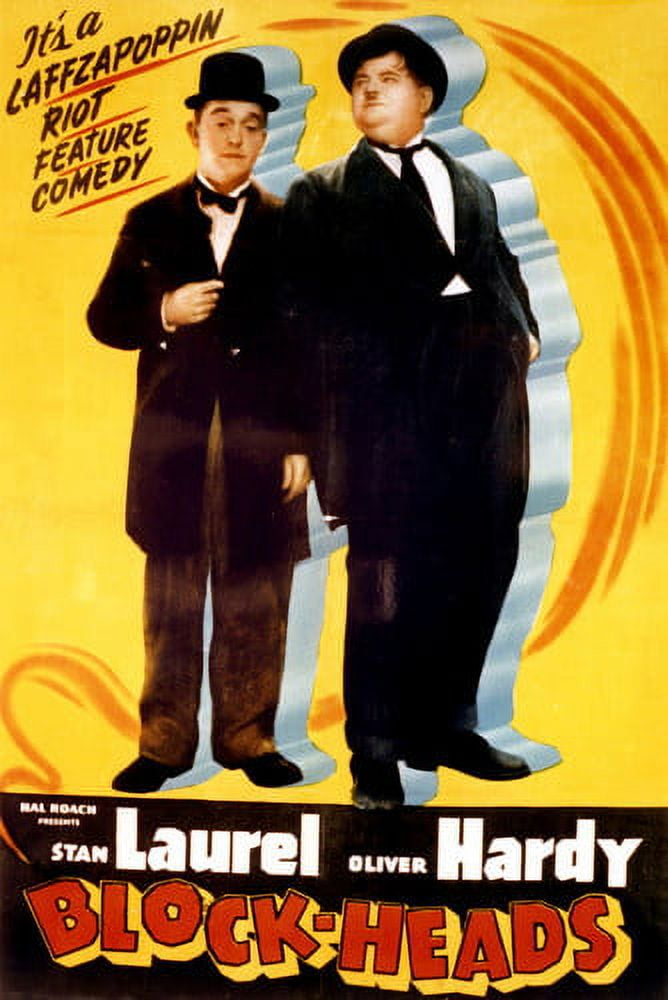 Stan Laurel and Oliver Hardy in BlockHeads classic full length pose