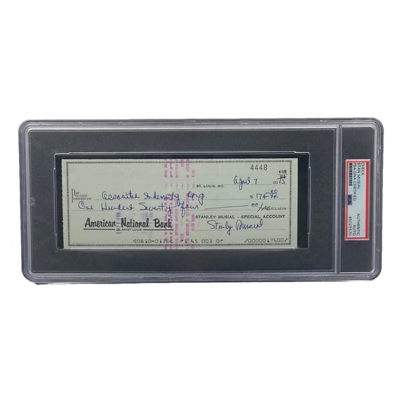 Stan Musial St. Louis Cardinals Signed Bank Check PSA/DNA 85025570