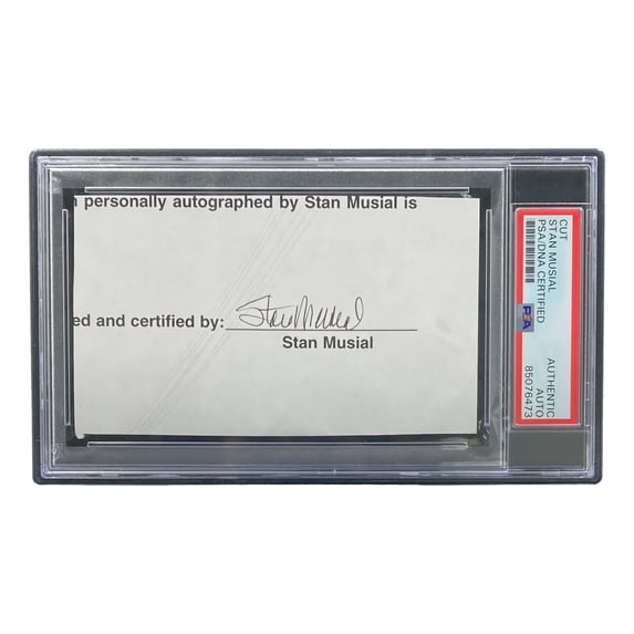 Stan Musial St. Louis Cardinals Signed Slabbed Cut Signature PSA/DNA