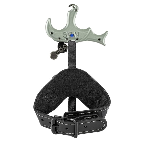 Stan Outdoors Axis 8469 Archery Release Aid, 3-Finger Design, Adjustable Trigger, Sage Green, Leather Wrist Strap, Open Hook, Auto Return