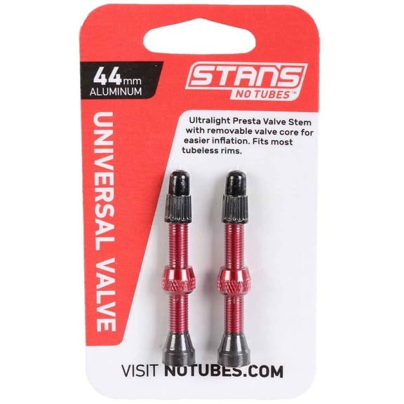 Stan's International Lightweight Aluminum Alloy Presta Valve Stem, 2 Count, Red