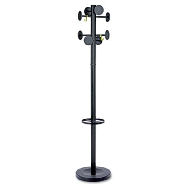 Black Steel Freestanding Coat Rack with Umbrella Stand