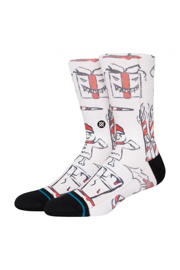 Angry Holidayz Christmas Crew Socks Off White in size US 9 - 13