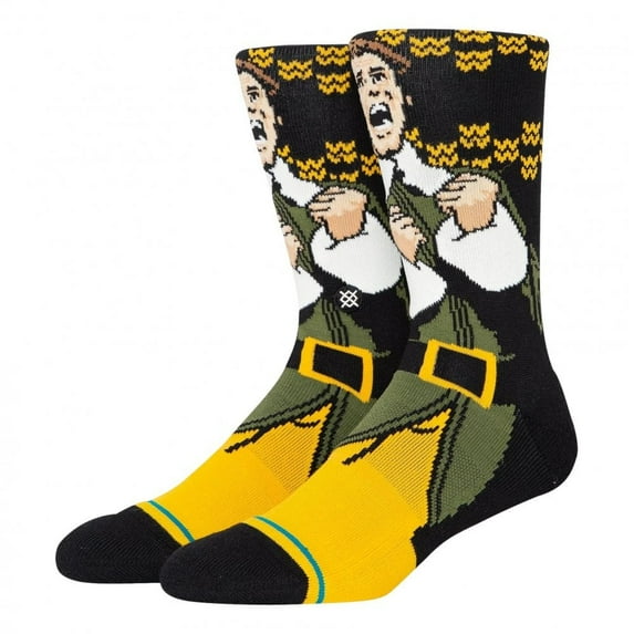 Stance Elf Smilings My Favorite Christmas Crew Socks Black in size US 9 - 13