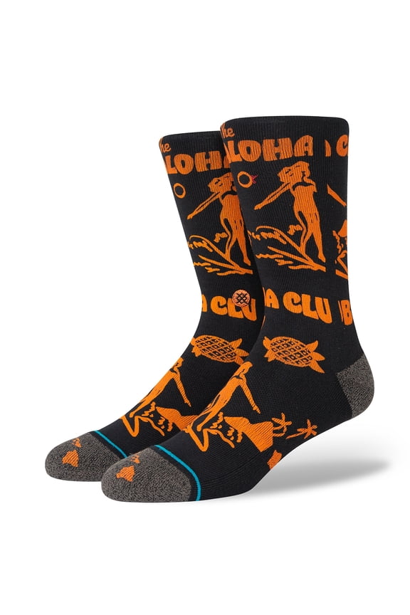 Live Aloha Crew Socks Washedblack in size US 9 - 13