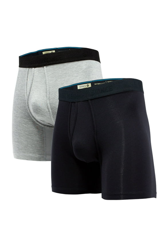 Men's 2-Pack Butter Blend Boxer Brief Underwear sz L Large (35-38) Black Gray