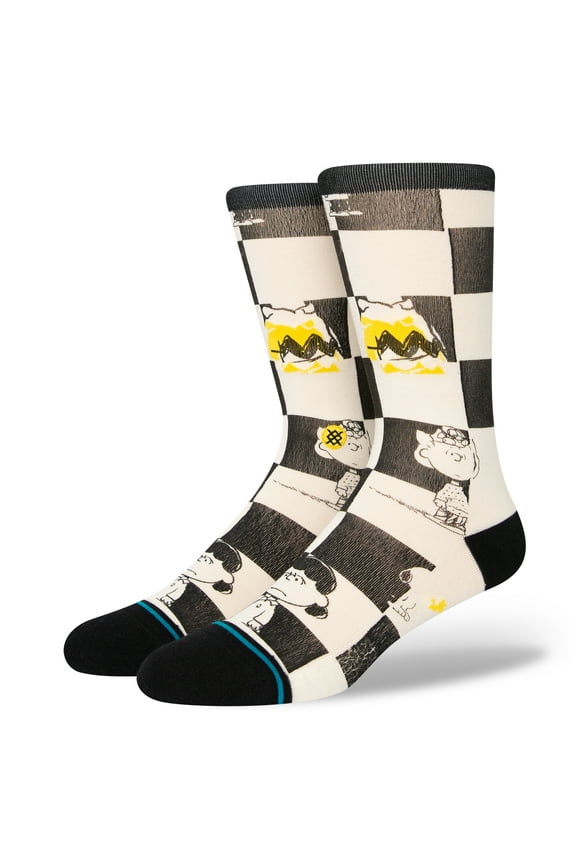 Men's Crew Socks ~ CHECKED black (L)