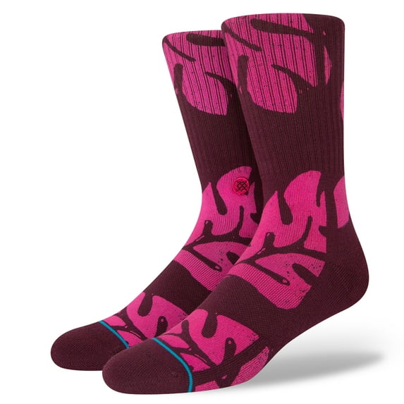 Stance Men's Crew Socks ~ plantastic burgundy