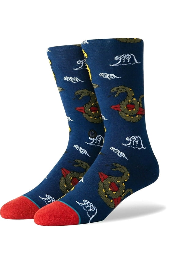 Men's Get Snaked Crew Socks Large (9-12) Navy Blue