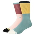 thumbnail image 1 of Stance Men's InfiKnit Blocked Crew Socks sz Large (9-13) Pink Yellow Green Burgundy, 1 of 3