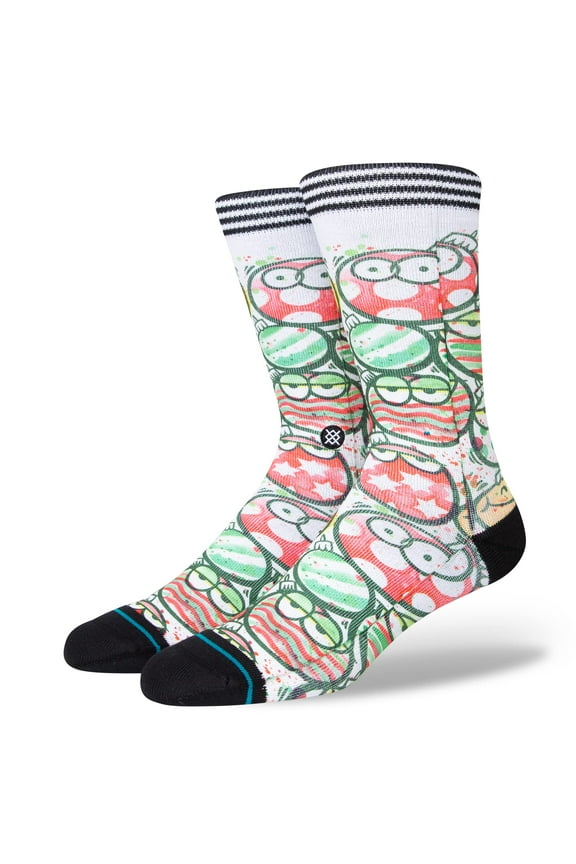 Mens A555D22KEV-WHT UNISEX KEVIN LYONS ORNAMENT CREW SOCKS L