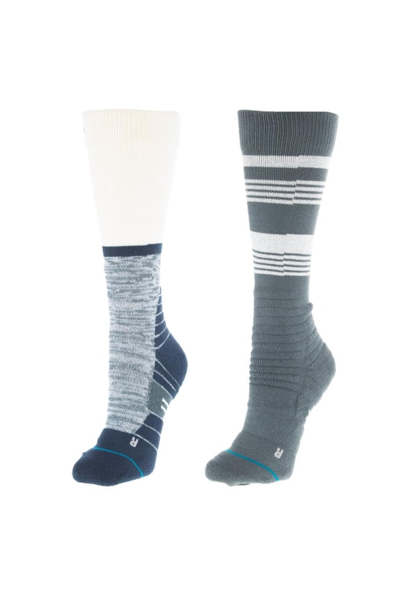 Mens Unisex Freeton Snow Performance Mid Cushion 2 Pack Crew Sock LG (US Men's Shoe 9-13, Women's Shoe