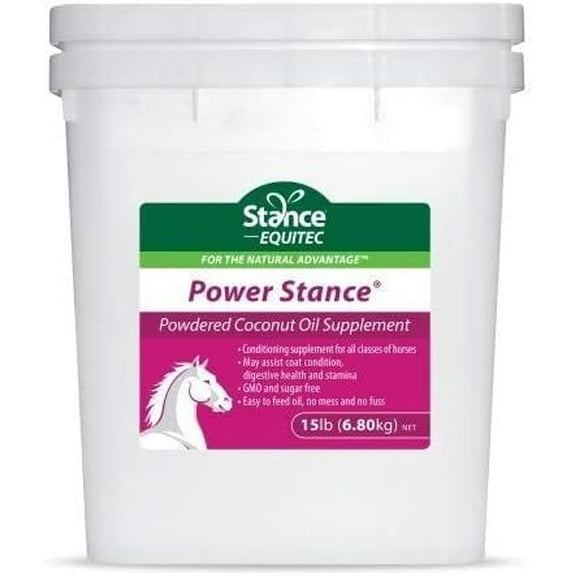Stance Power Powdered Coconut Oil Horse Supplement - May Support Coat Condition, Digestive Health and Stamina, GMO & Sugar Free - 15 lb