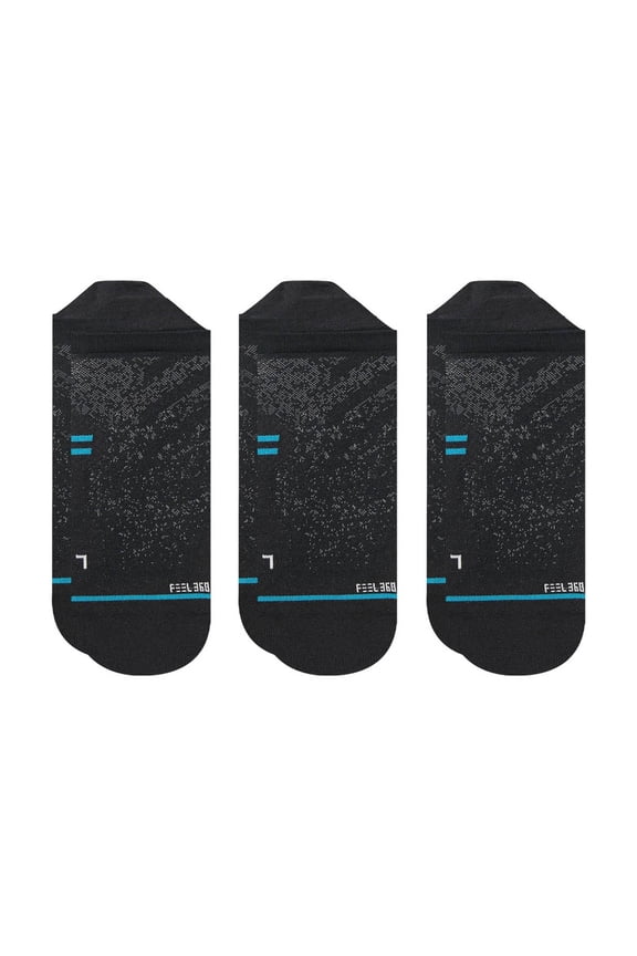 Run UL Tab 3 Pack No Show Socks Black in size US 9 - 13