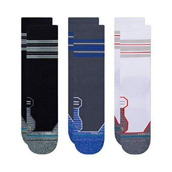 Stance Unisex Manor Running Crew Socks 3 Pack (Black, Grey. White) 
- A448A21MAN-MUL