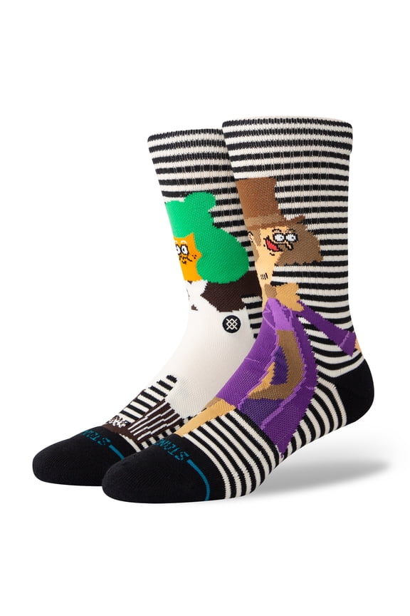 Willy Wonka Oompa Loompa Crew Socks Black White men in size US 6 - 9