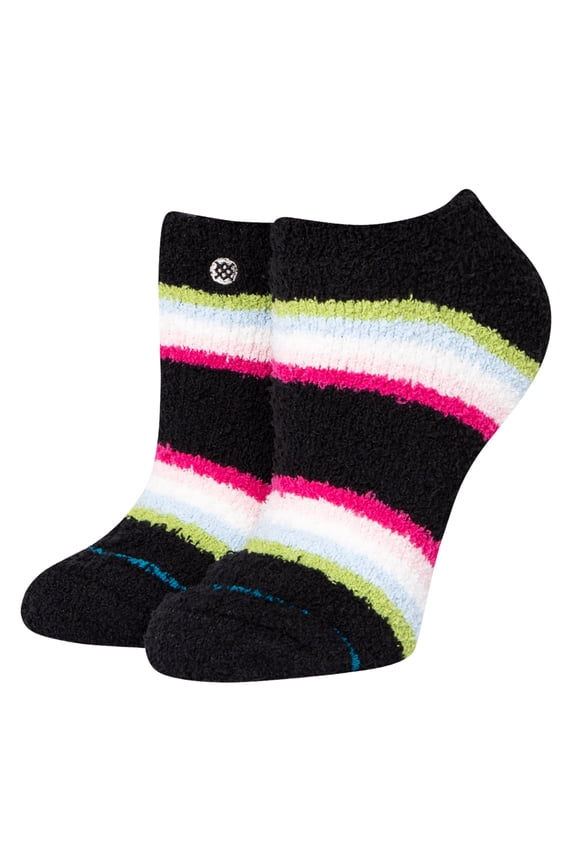 Women's Mushy Cozy Low Cut Socks Medium (8-10.5) Black White Pink