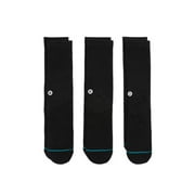 Stance mens Icon Solid Color Cotton Crew Socks, Black - 3-PACK (XL)