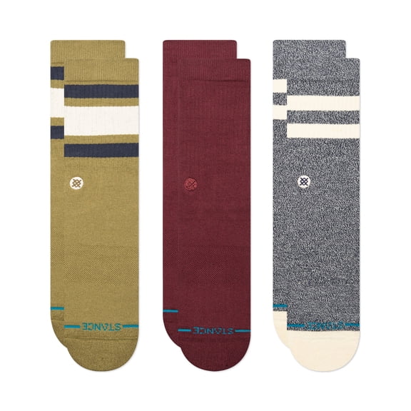 Stance mens Icon Solid Color Cotton Crew Socks, Chive - 3-PACK (L)