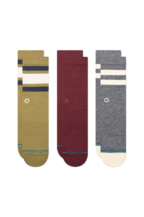 mens Icon Solid Color Cotton Crew Socks, Chive - 3-PACK (L)