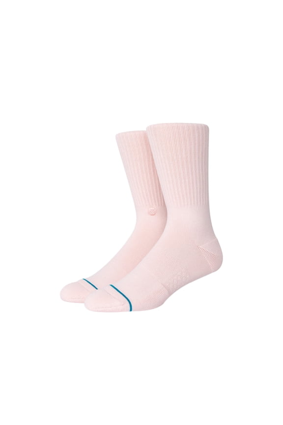 mens Icon Solid Color Cotton Crew Socks (Pink, S)