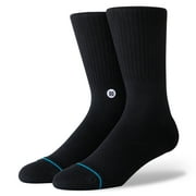 Stance mens Icon Solid Color Cotton Crew Socks (S, Black White)