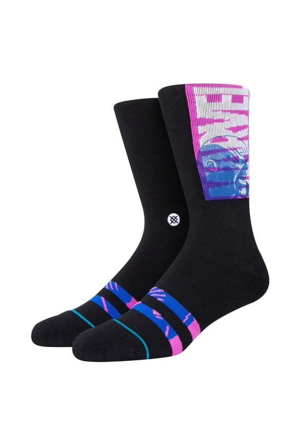 x Marvel Men's Thanos World Ender Crew Socks Large (9-13) Black Pink