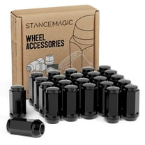 StanceMagic 24pcs Black 14x2 Closed End Extended Bulge Lug Nuts - Cone Taper Acorn Seat, 1.8" Length, 0.9" Width, 19mm 3/4" Hex - Compatible with Ford F150 Expedition Lincoln Navigator Mark LT