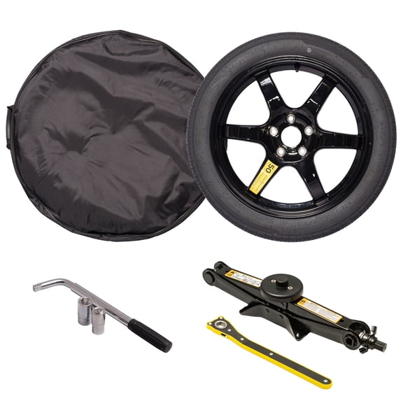 StanceMagic Complete Spare Wheel Tire Kit Fits 2017-2026 Tesla Model 3 Performance with 20" Wheels, 18x4 Rim, 125/85R18 Tire, 2 Ton Scissor Jack, Tools, Carrying Bag, Also fits Highland