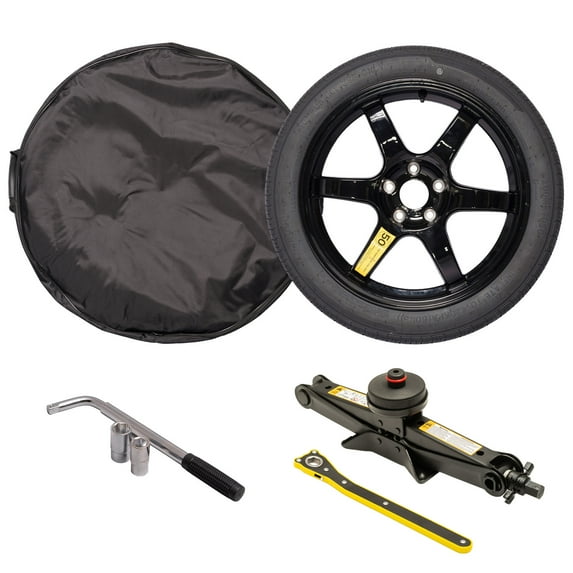 StanceMagic Complete Spare Wheel Tire Kit Fits 2017-2026 Tesla Model 3 Performance with 20" Wheels, 18x4 Rim, 125/85R18 Tire, 2 Ton Scissor Jack, Tools, Carrying Bag, Also fits Highland