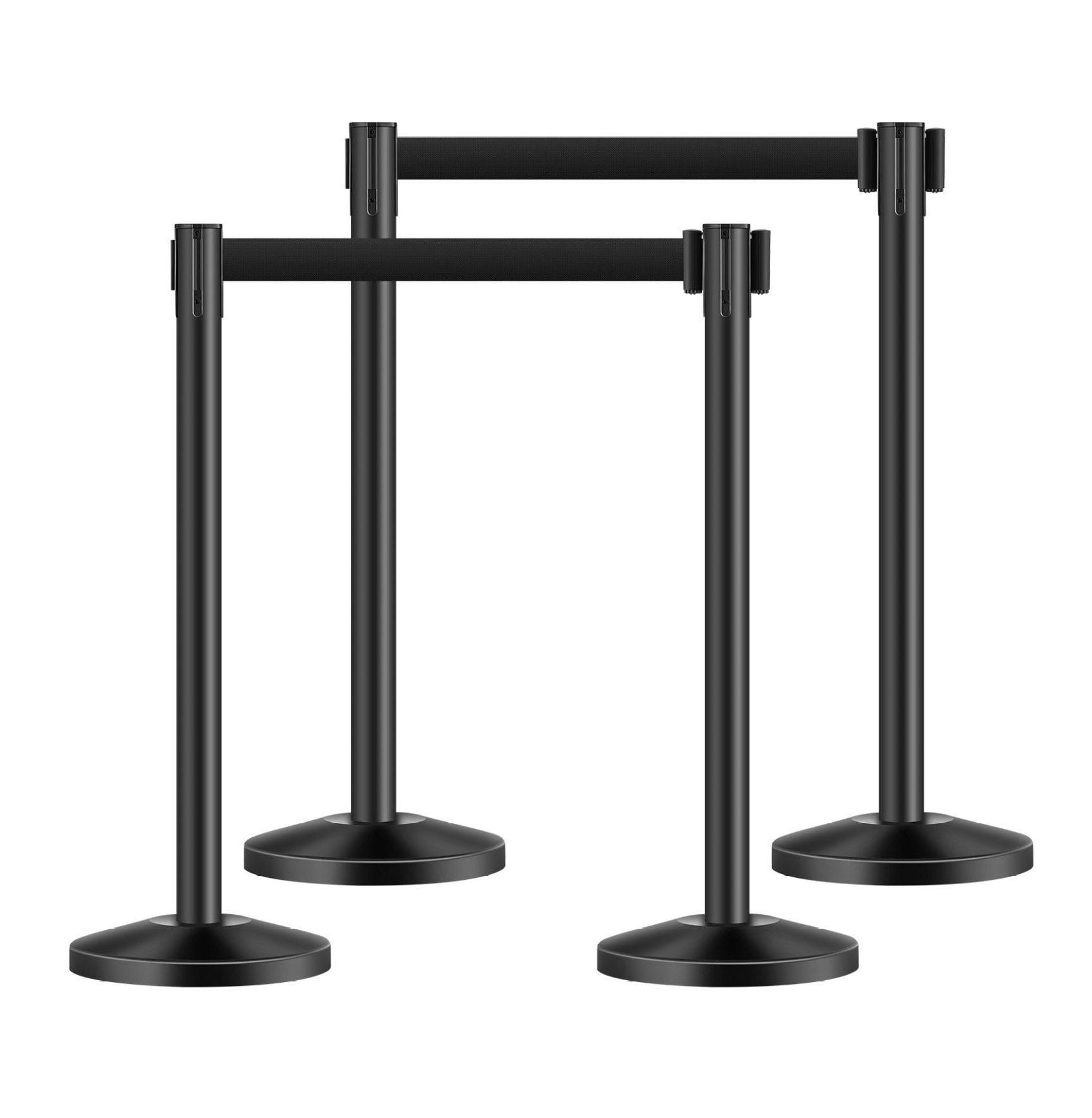 Stanchion Posts, 4 Pack Retractable Belt Crowd Control Barriers - Black ...