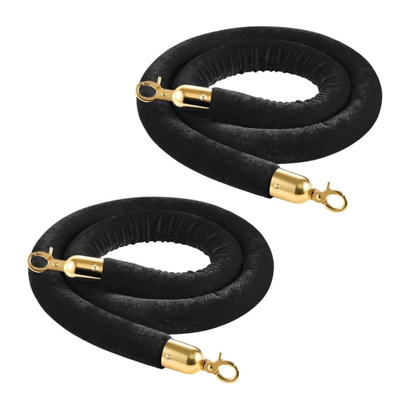 Stanchion Ropes 2 Pcs Black 5 ft Crowd Control Barrier Ropes with Metal Clips, Post Queue Line Dividers for Hotel Lobby Theater Events Party Grand Opening Carpet Stanchion Accessories