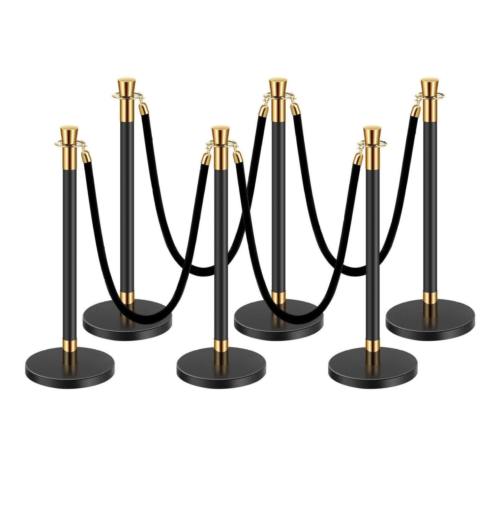 Theater Queue Ropes Stanchions and Velvet Ropes, 6 Pcs Crowd Control Barriers - Stainless ...