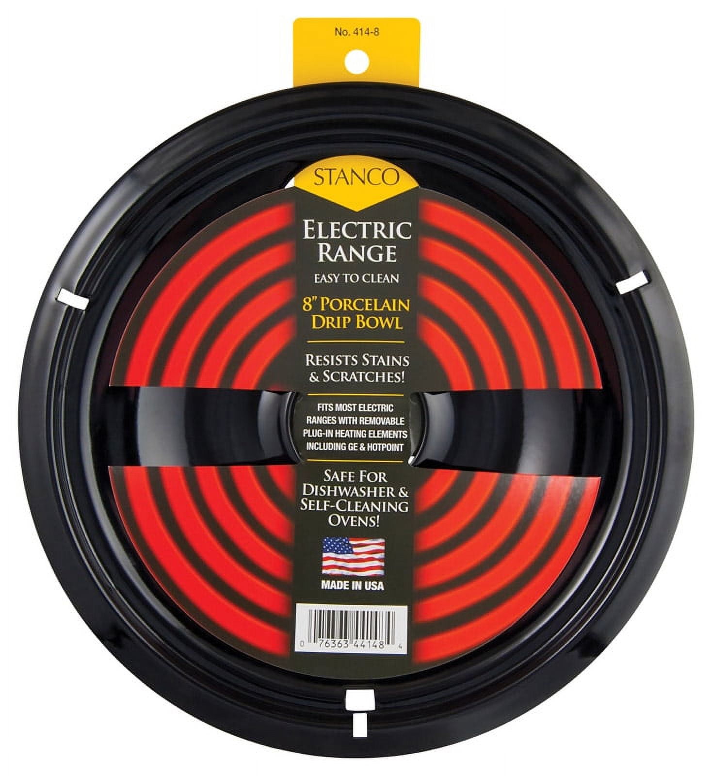 Stanco 4148 Electric Range Drip Pan 8", Black Porcelain