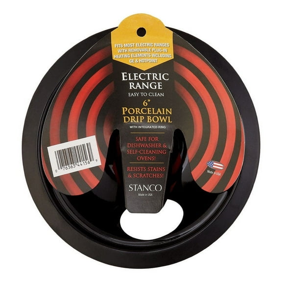 STANCO METAL PROD Electric Range Drip Bowl, Plug-In Element, Black Porcelain, 6-In. 415-6