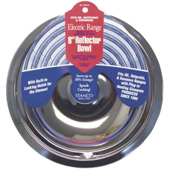 STANCO METAL PROD Electric Range Reflector Bowl, Lock Notch, Chrome, 8-In. 5076-8