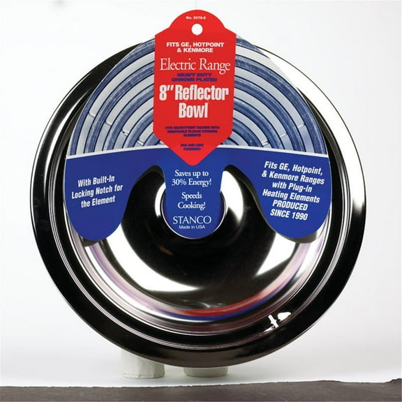 STANCO METAL PROD Electric Range Reflector Bowl, Lock Notch, Chrome, 8-In. 5076-8