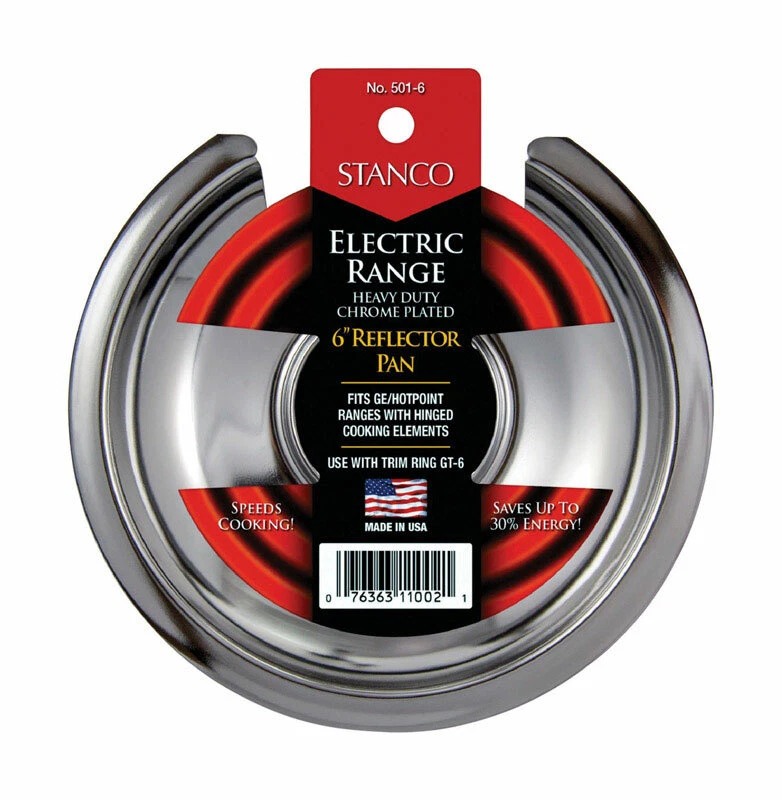Stanco Chrome-Plated Steel Range Reflector Pan 6 In.