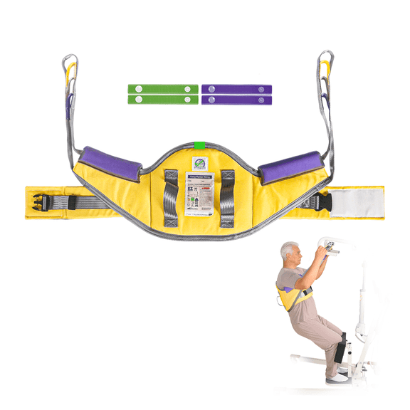 Stand Assist Patient Lift Sling for Transfers, Cushioned Back Support, Adjustable Sit-to-Stand Aid, 500 lbs Capacity, Yellow, Large