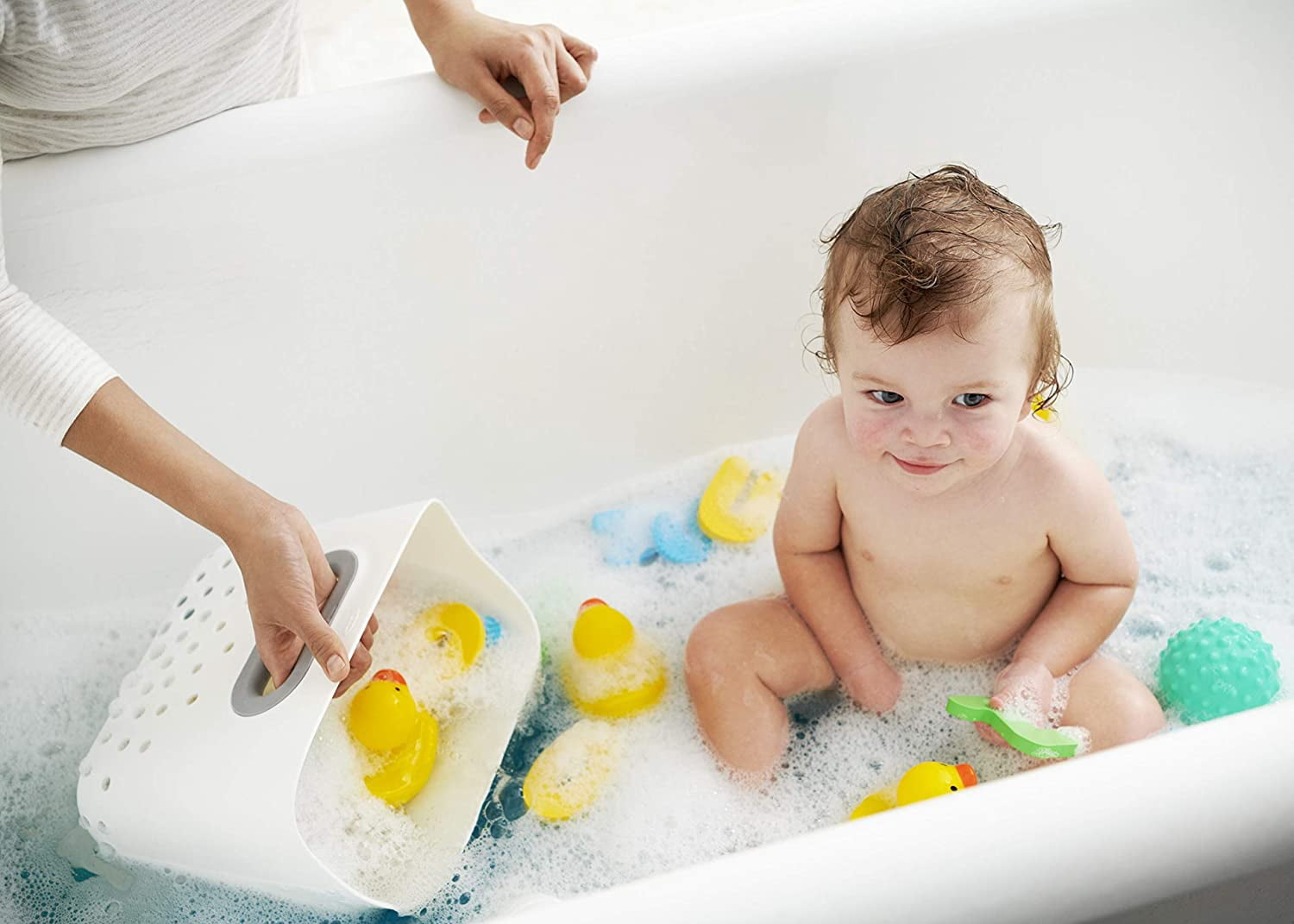 Stand  Bath Toy Storage Bin Gray Pack of 2 for  Nursery