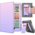 thumbnail image 1 of Stand Case for Kindle Paperwhite 12th Generation 2024 / Kindle Colorsoft Signature Edition with Hand Strap & Card Slot - 7" PU Leather Protective Folio Cover with Auto Wake/Sleep, Pink Purple, 1 of 9