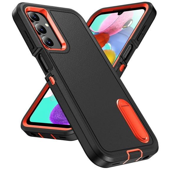 Stand Case for Samsung Galaxy A26 5G with Metal Kickstand Hard PC & TPU Back Shockproof [Military Grade Protection] Heavy Duty Rugged Hybird Protective Cover for Samsung Galaxy A26 5G, Black+Orange