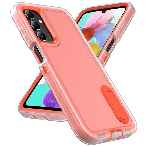 Stand Case for Samsung Galaxy A36 5G with Metal Kickstand Hard PC & TPU Back Shockproof [Military Grade Protection] Heavy Duty Rugged Hybird Protective Cover for Samsung Galaxy A36 5G, Orange+Clear